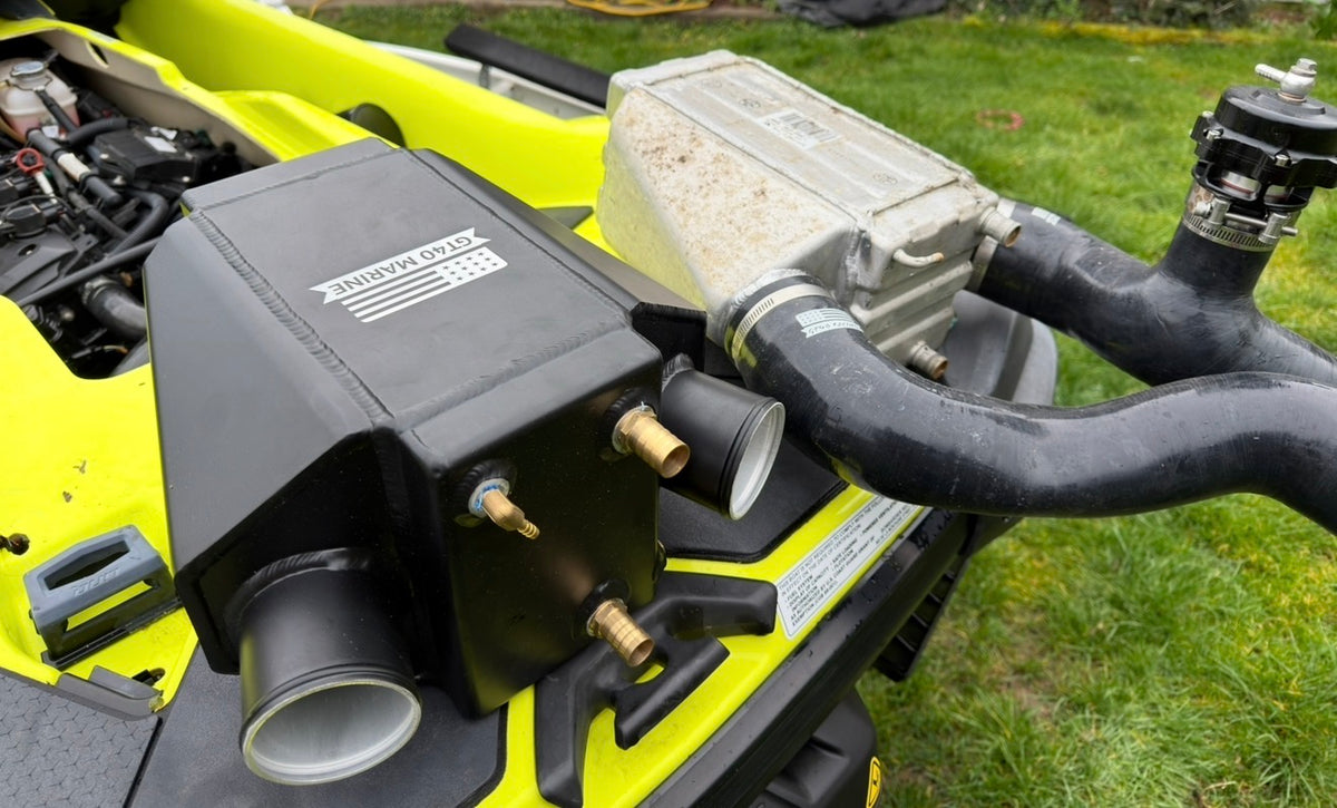 GT40 intercooler installed on Sea-Doo next to stock unit
