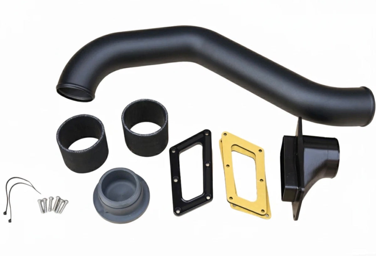 GT40 Marine Black Aluminum Rear Exhaust — kit flat-lay, alternate angle
