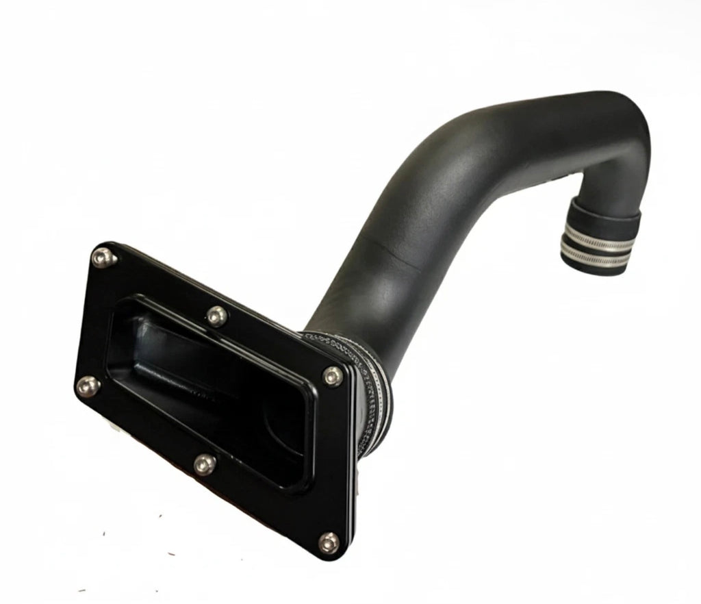 GT40 Marine Black Aluminum Single Rear Exhaust — assembled tube + through-hull outlet (primary)