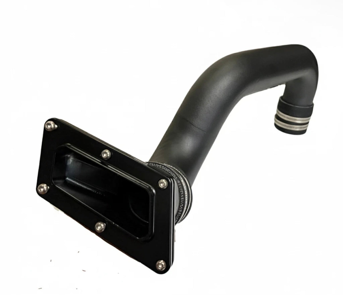 GT40 Marine Black Aluminum Single Rear Exhaust — assembled tube + through-hull outlet (primary)