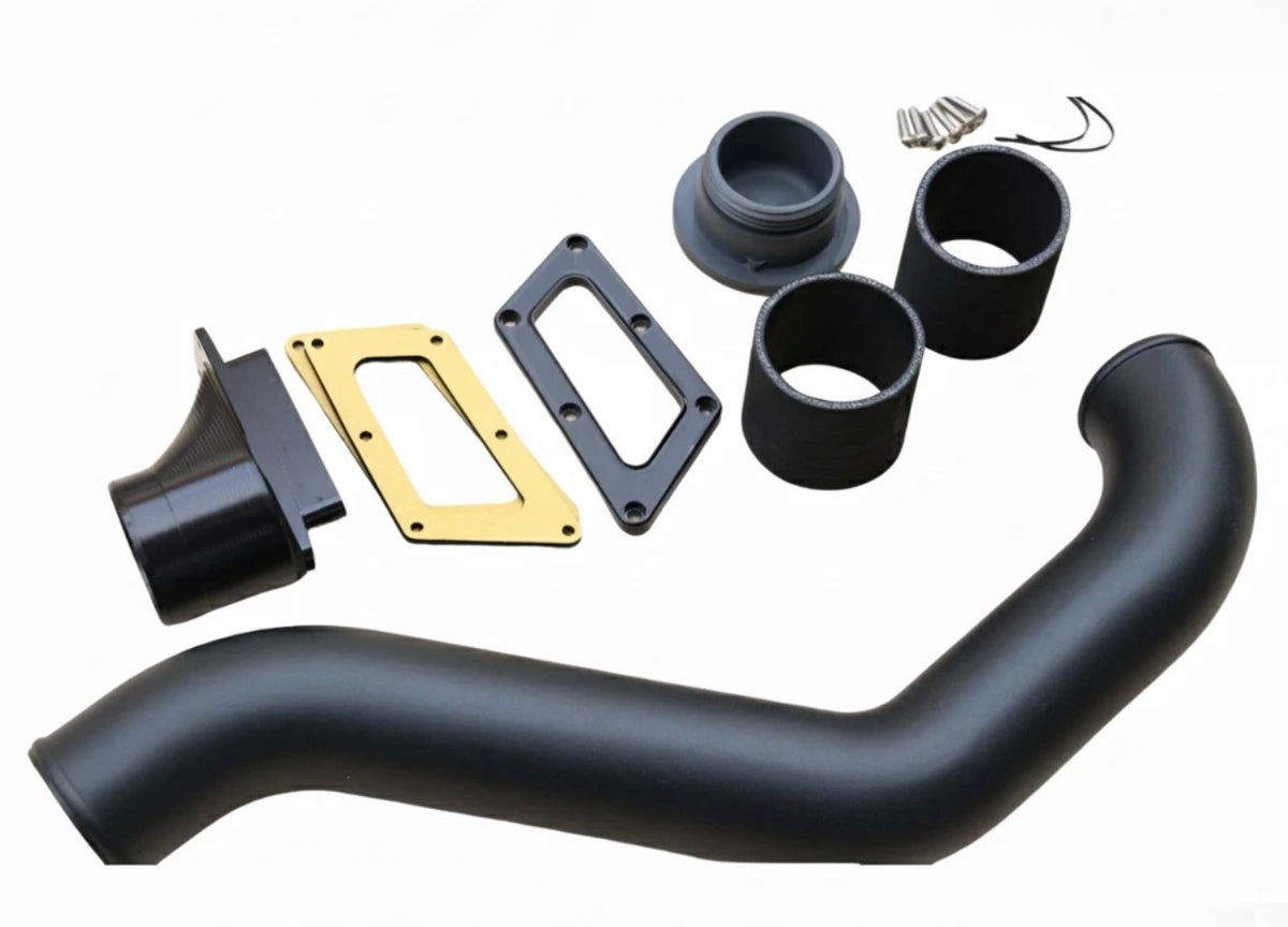 GT40 Marine Black Aluminum Rear Exhaust — full kit: tube, flanges, couplers, hardware